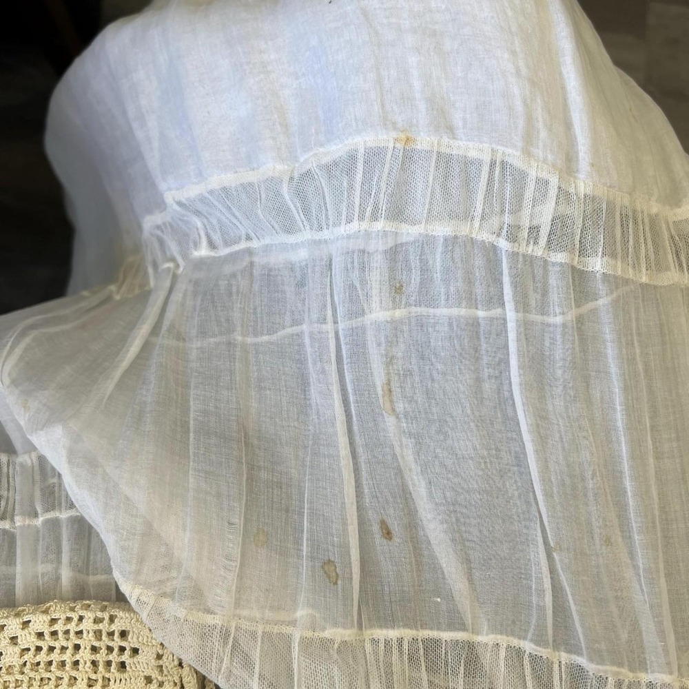 Vintage Antique Cream and White Crochet Detail Dress sheer lingerie - Picture 6 of 8